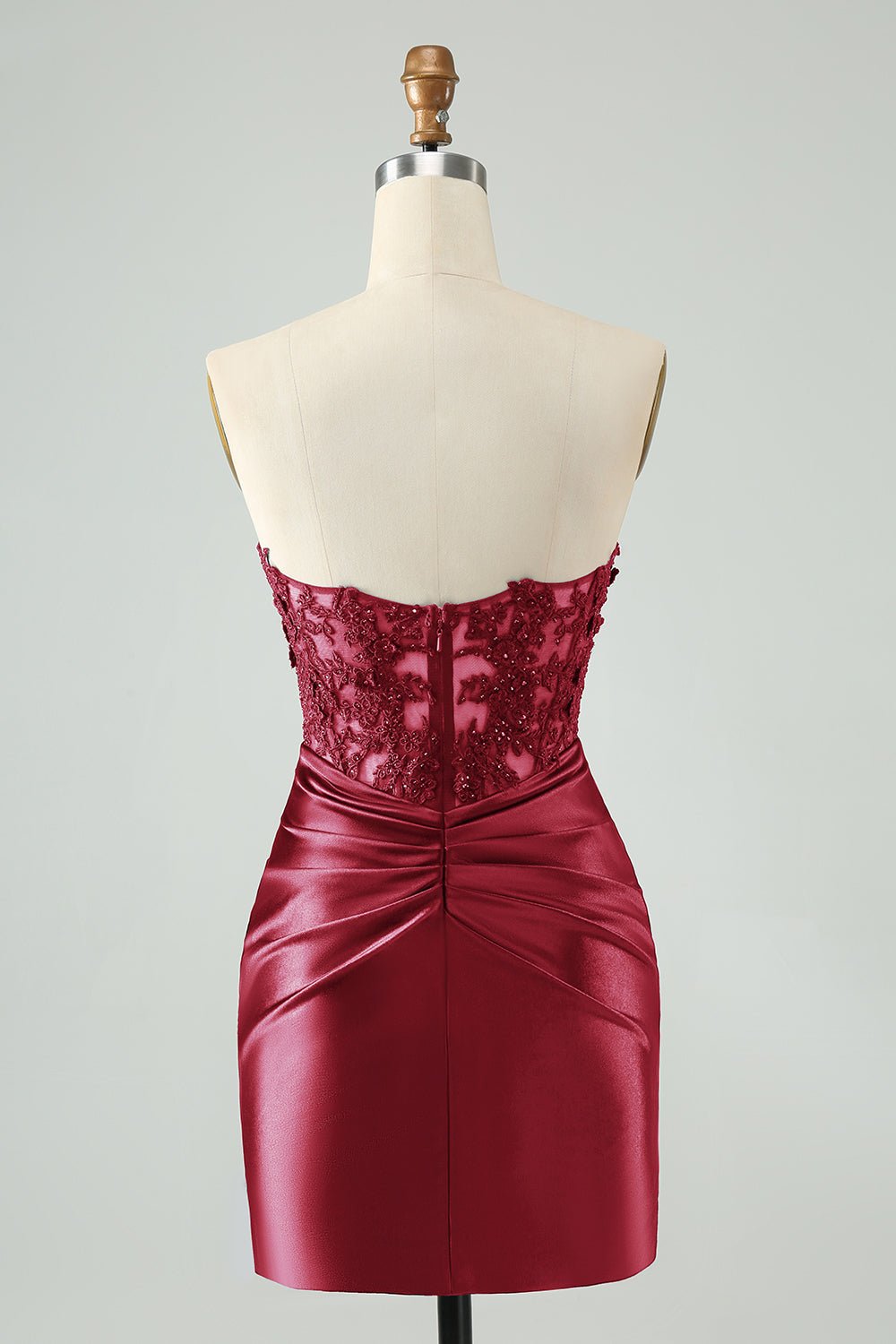 Royal Blue Strapless Bodycon Mini Dress with Beaded Lace Bodice & Front Cutout - Image 8