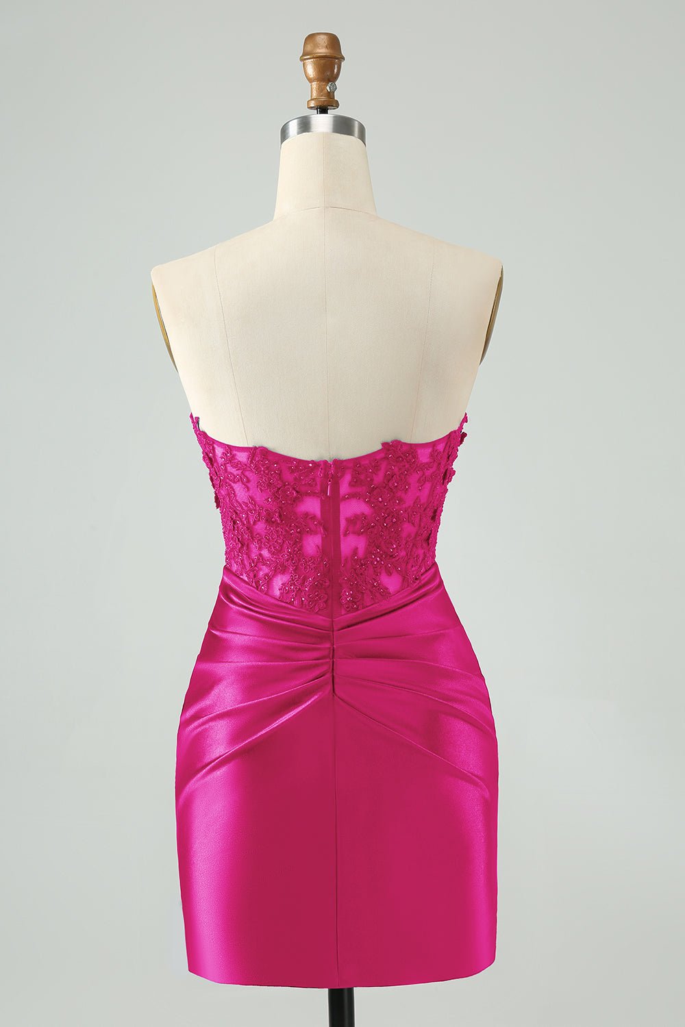 Royal Blue Strapless Bodycon Mini Dress with Beaded Lace Bodice & Front Cutout - Image 12