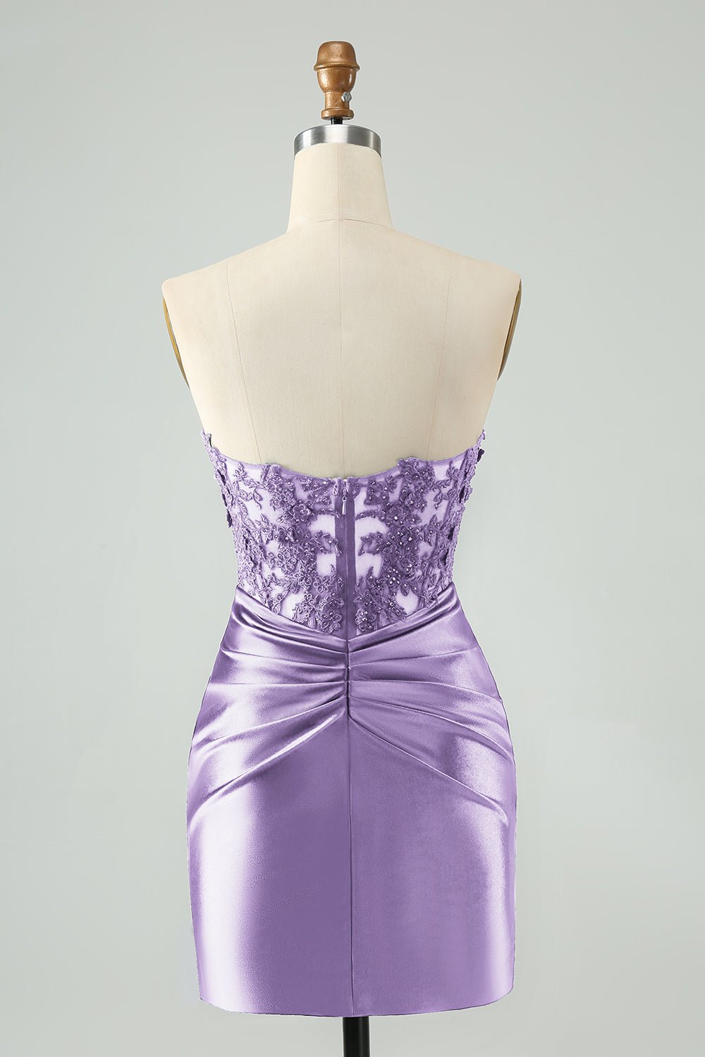 Royal Blue Strapless Bodycon Mini Dress with Beaded Lace Bodice & Front Cutout - Image 16