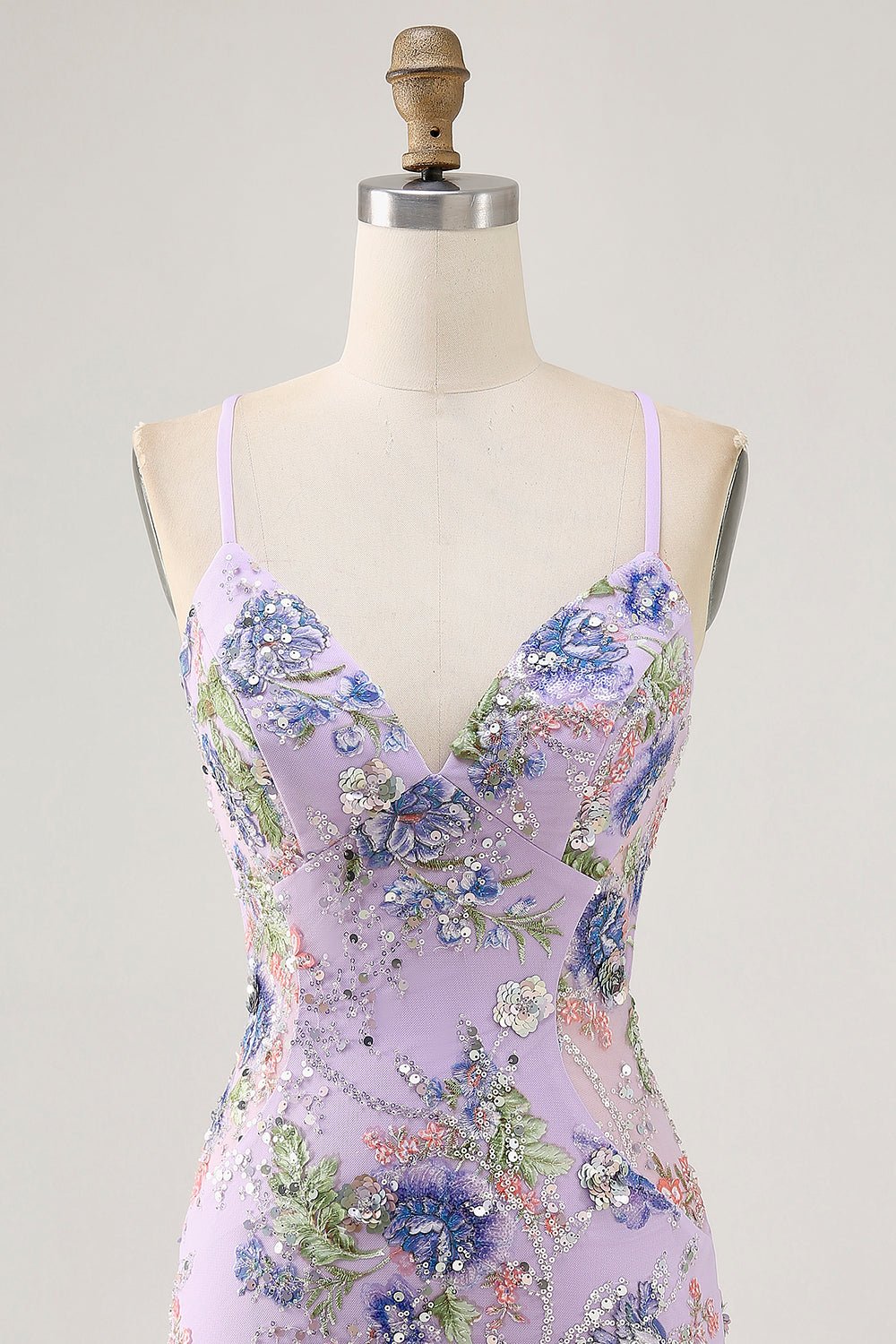 Pink Floral Sequin Bodycon Homecoming Dress with Lace-Up Back - Image 12