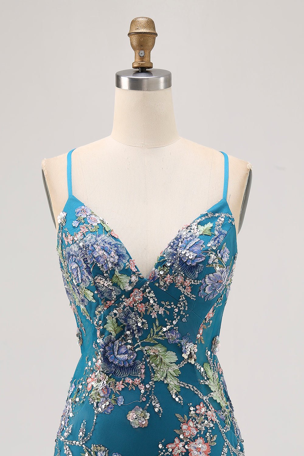 Pink Floral Sequin Bodycon Homecoming Dress with Lace-Up Back - Image 25