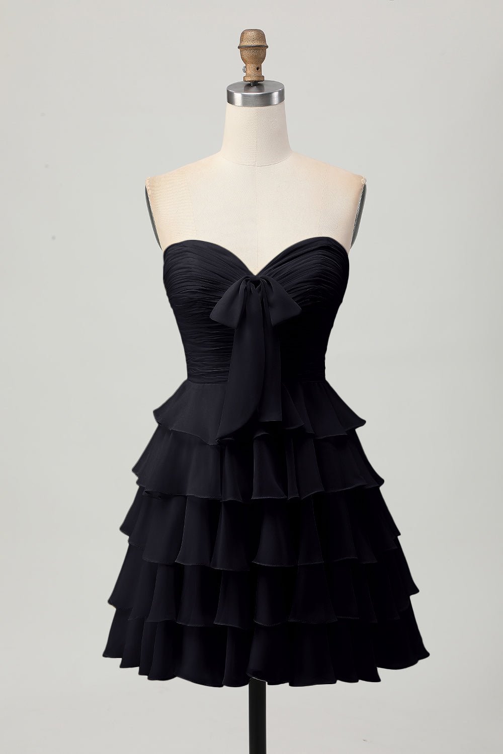 Light Yellow Strapless Tiered Ruffle A-Line Homecoming Dress - Image 10