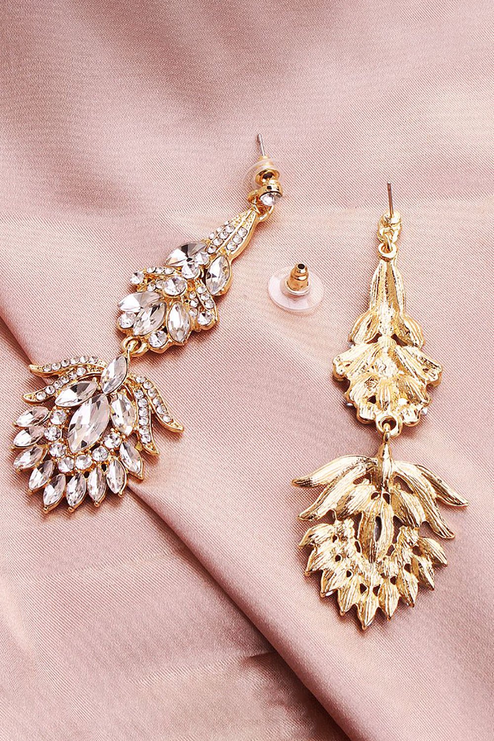 Crystal Rhinestone Bridal Drop Earrings – Elegant Gold Wedding Statement Earrings - Image 3