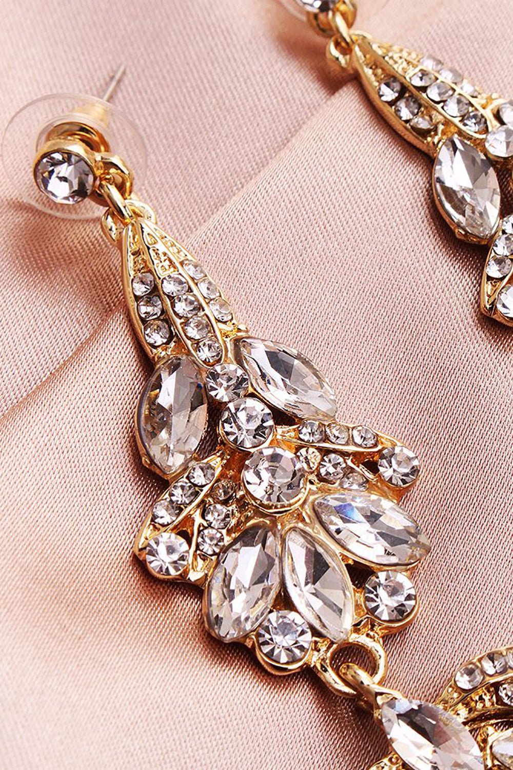 Crystal Rhinestone Bridal Drop Earrings – Elegant Gold Wedding Statement Earrings - Image 4