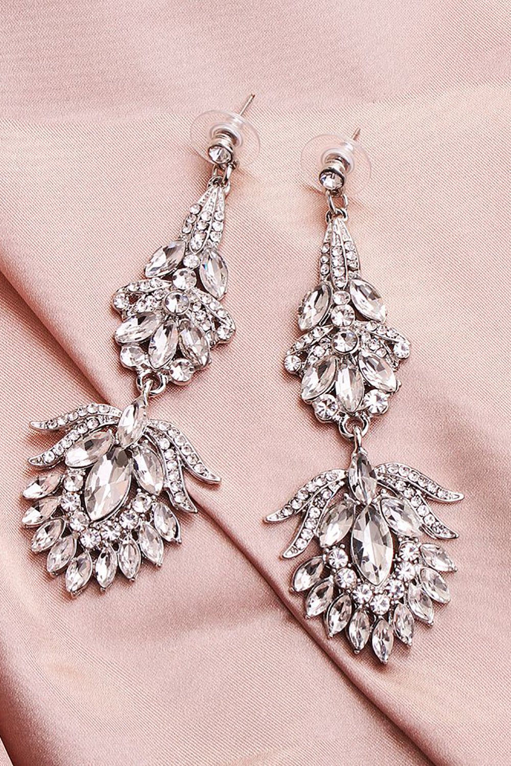 Crystal Rhinestone Bridal Drop Earrings – Elegant Gold Wedding Statement Earrings - Image 5