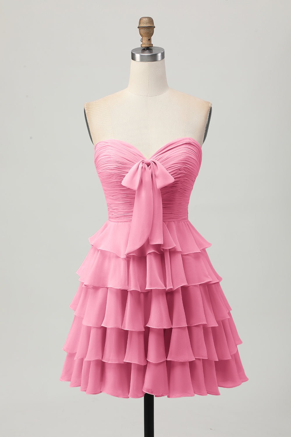 Light Yellow Strapless Tiered Ruffle A-Line Homecoming Dress - Image 21