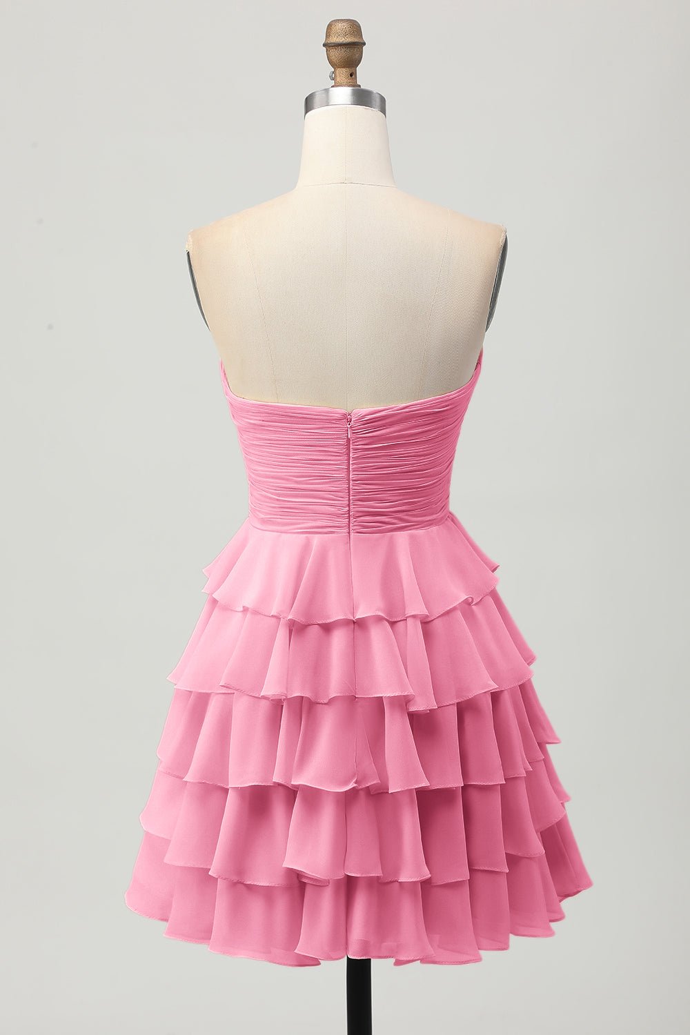 Light Yellow Strapless Tiered Ruffle A-Line Homecoming Dress - Image 22