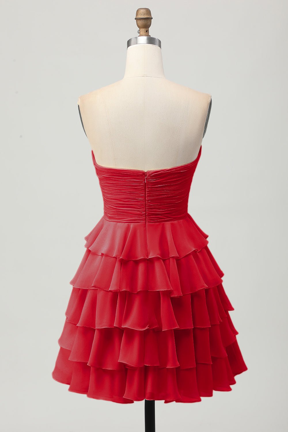 Light Yellow Strapless Tiered Ruffle A-Line Homecoming Dress - Image 24
